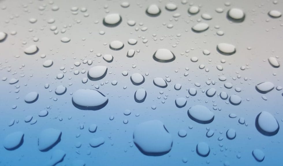 Gouttes Deau Pluie Fond Bleu
